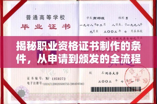 安多揭秘职业资格证书制作的条件，从申请到颁发的全流程解析